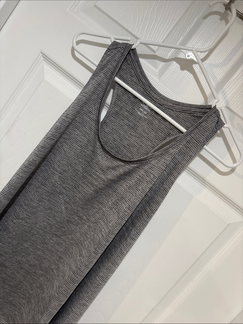 ATHLETIC WORKS Gray Striped Racerback Tank Top